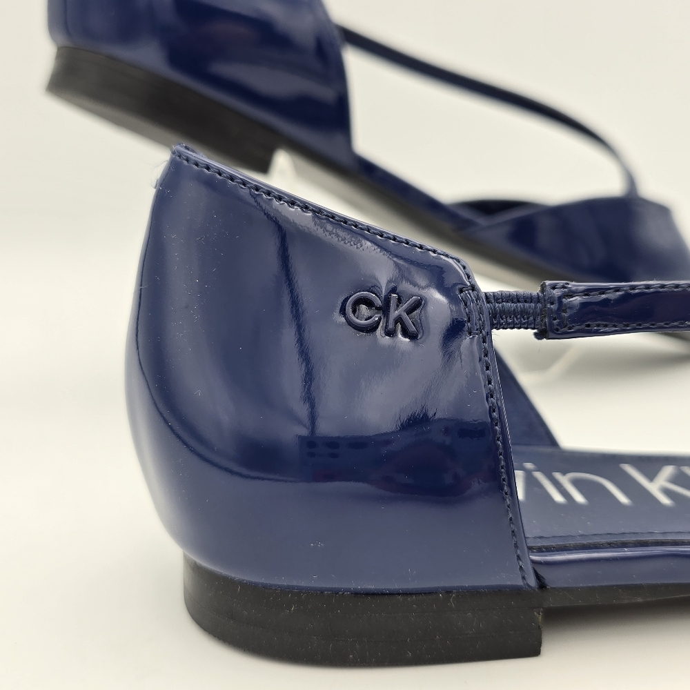 Calvin Klein Women's Sannie Pointy Toe Dress Flats, Blue Patent Leather, Sz 9.5M - Picture 2 of 11